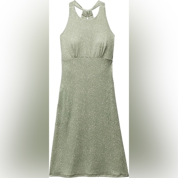 Prana Jewel Lake Summer Dress - S - Juniper Green Sharkstooth Midi High Neck - Picture 6 of 16